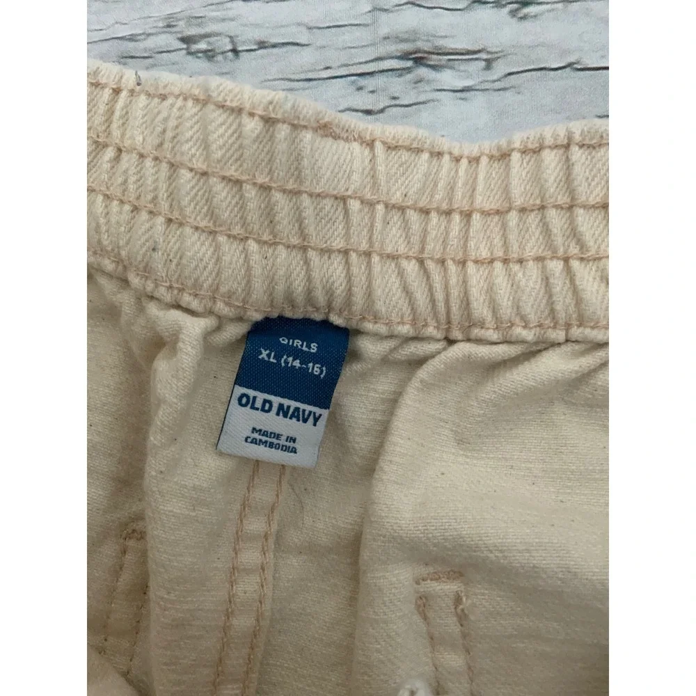 Old Navy Girls XL 14-16 Beige Utility Shorts High Waisted Summer Retro